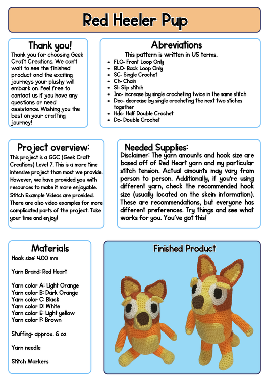 Pattern - Red Heeler Puppy: Difficulty Level 5