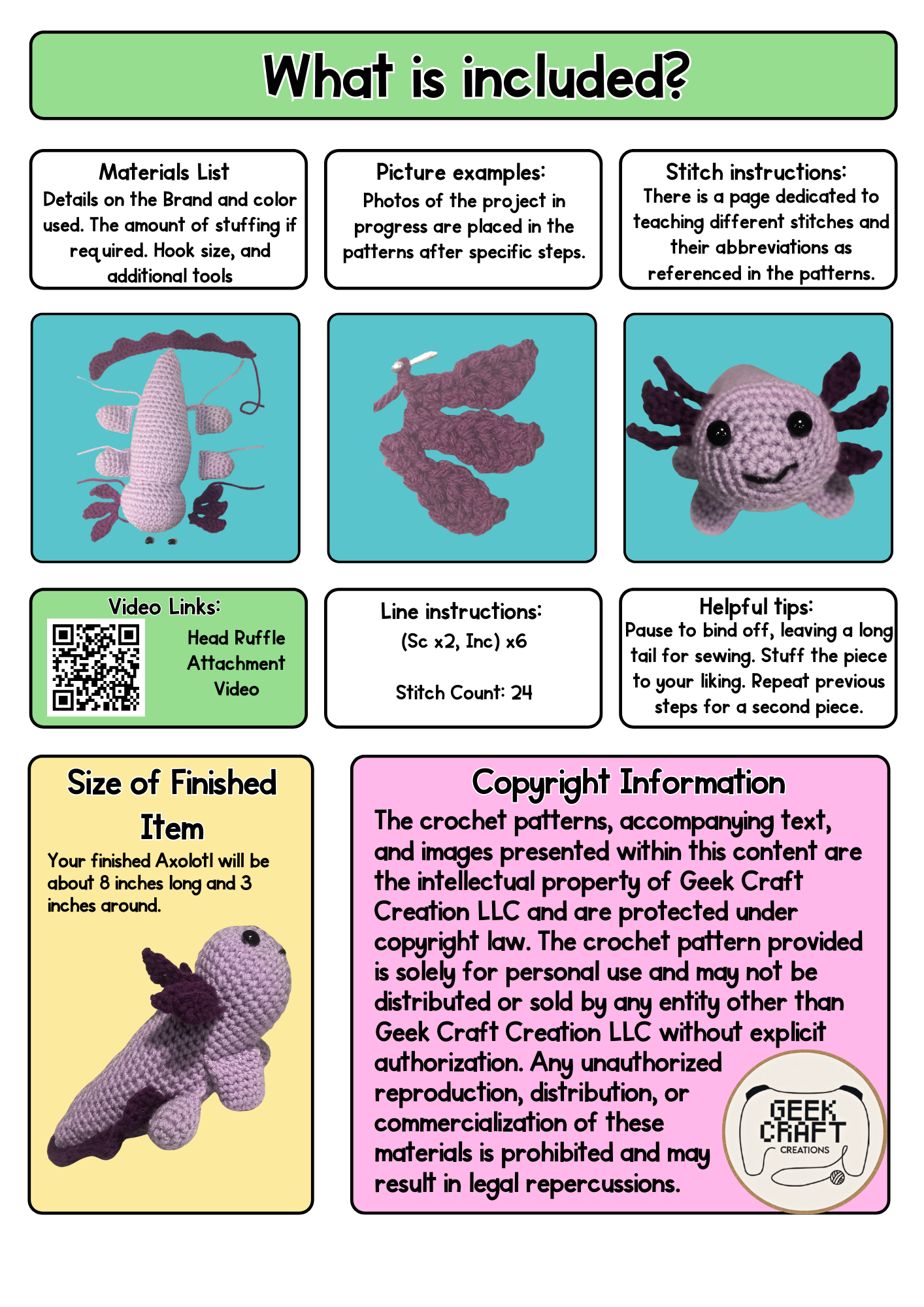 Axolotl Pattern: Difficulty Level 2