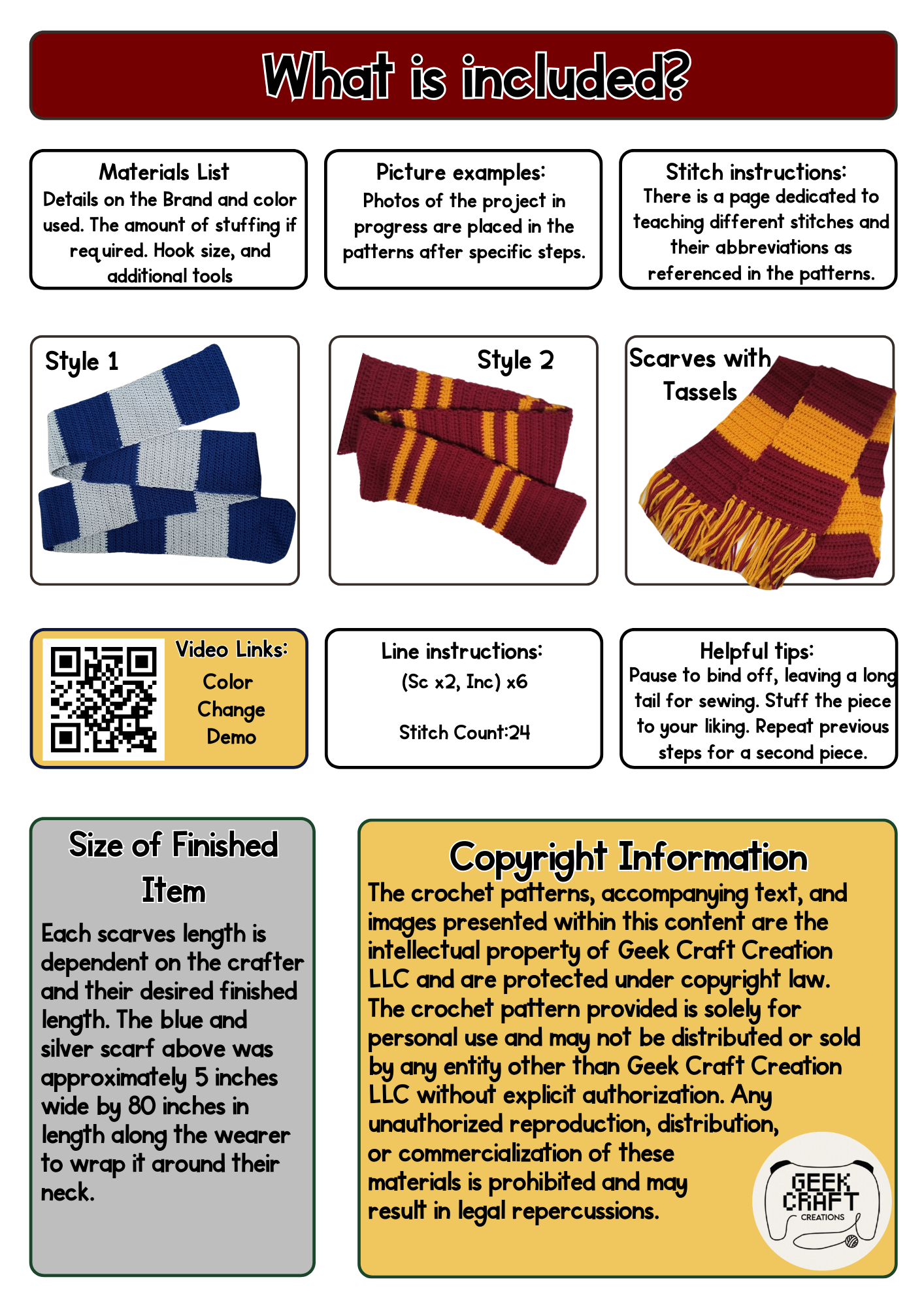 House Scarves Pattern: Difficulty Level 1