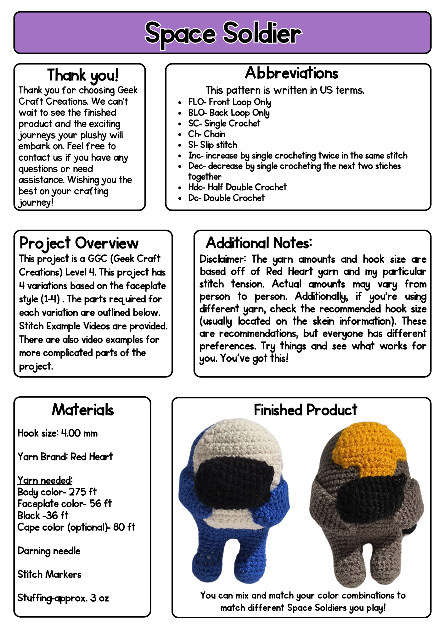 Space Solider Pattern: Difficulty Level 3