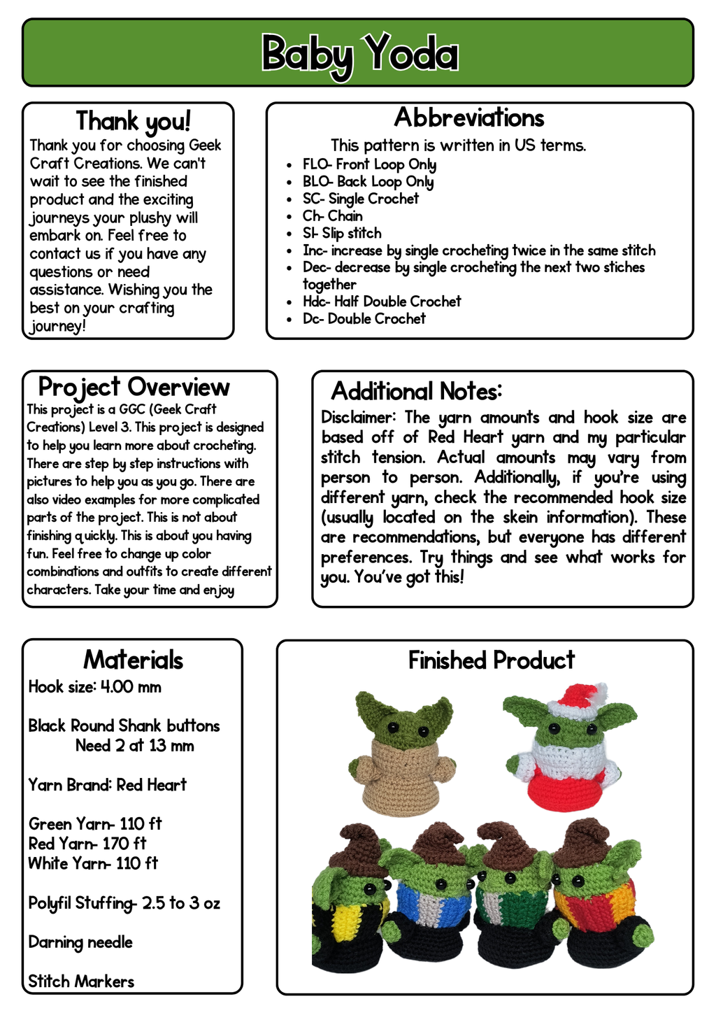 Baby Yoda Pattern: Difficulty Level 3